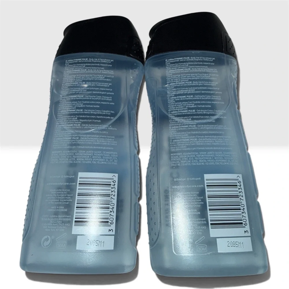 NEW! Adidas- 3-in-1 Dynamic Pulse Vivifying Shower Gel- Peppermint- Lot of 2